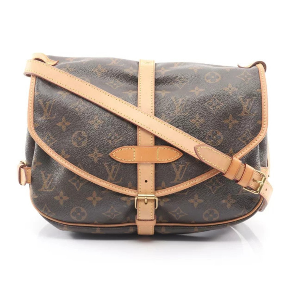 Louis Vuitton Saumur Shoulder Bag Canvas Leather Monogram Brown